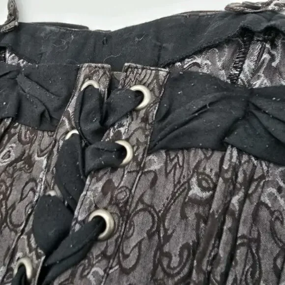 Tripp NYC Shirt Womens Medium Purple Black Tank Corset Skull Brocade - Picture 8 of 13